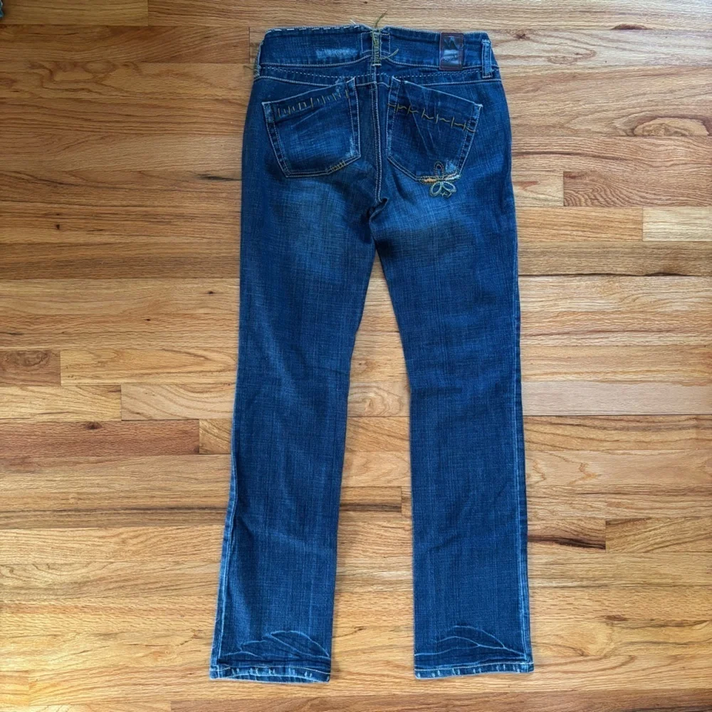 Marlow y2k Vintage Dark Blue Straight Leg Jeans Women’s 27 Low Rise Stitching
